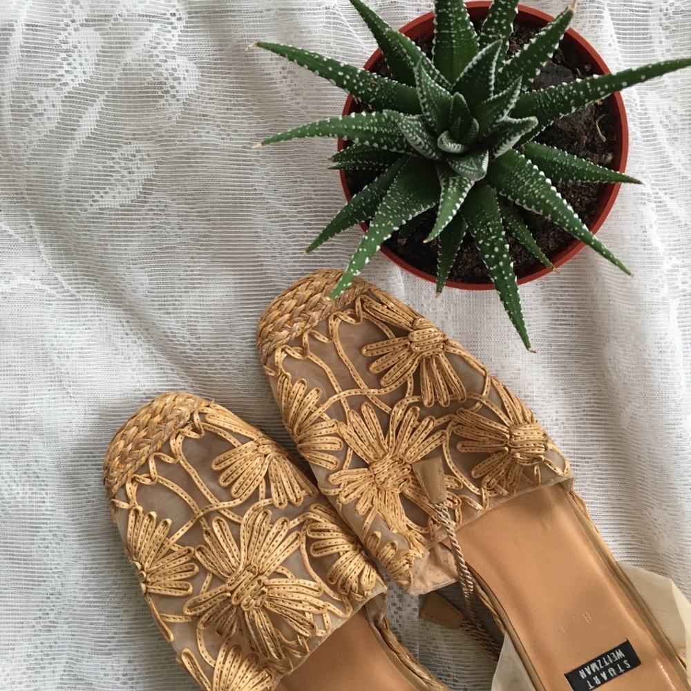 Stuart Weitzman straw floral espadrilles, us 8.5